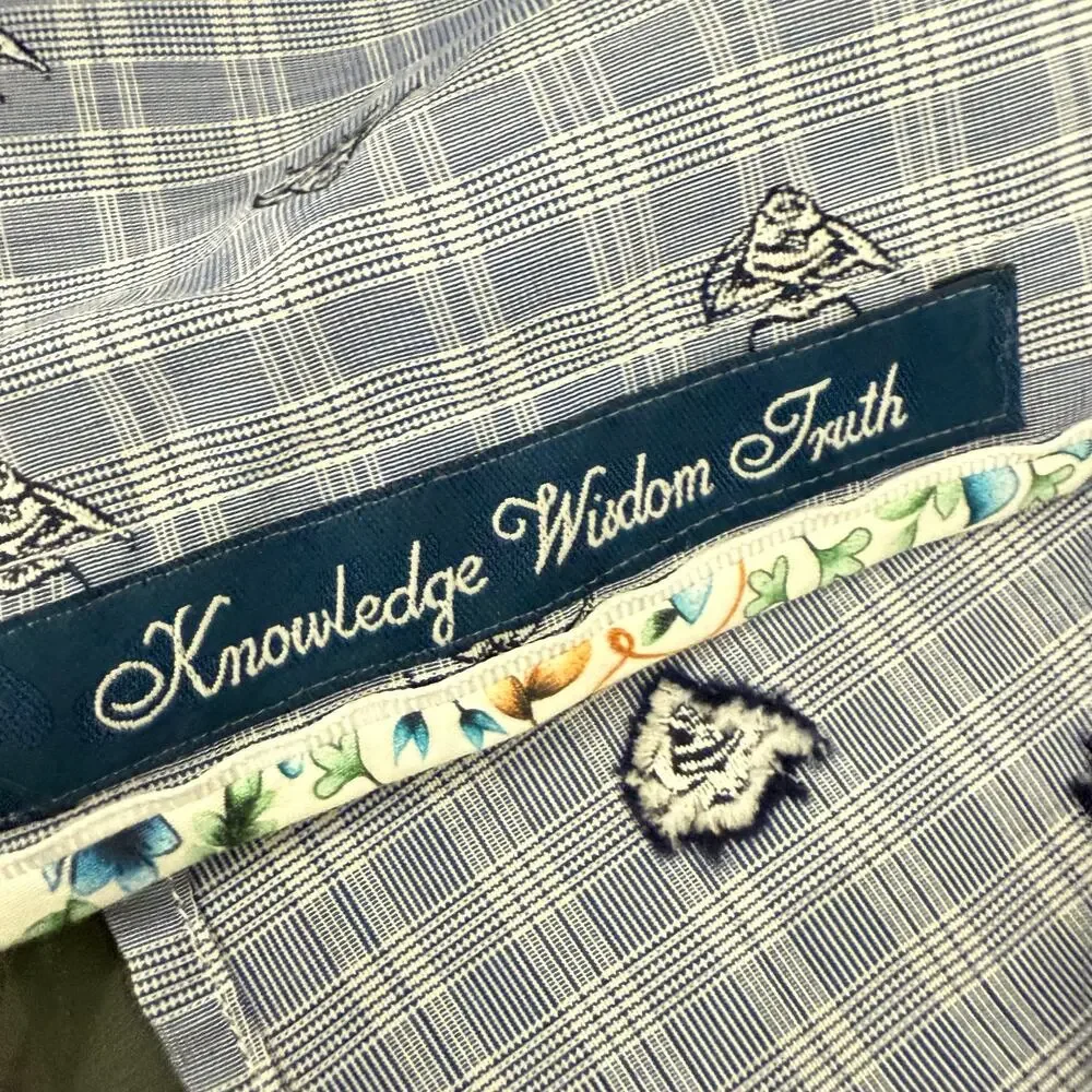 Robert Graham Button Front Short Sleeve Shirt ANGEL FISH Blue White  M